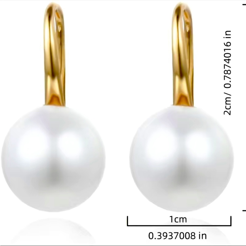 Pearl like gold tone earrings